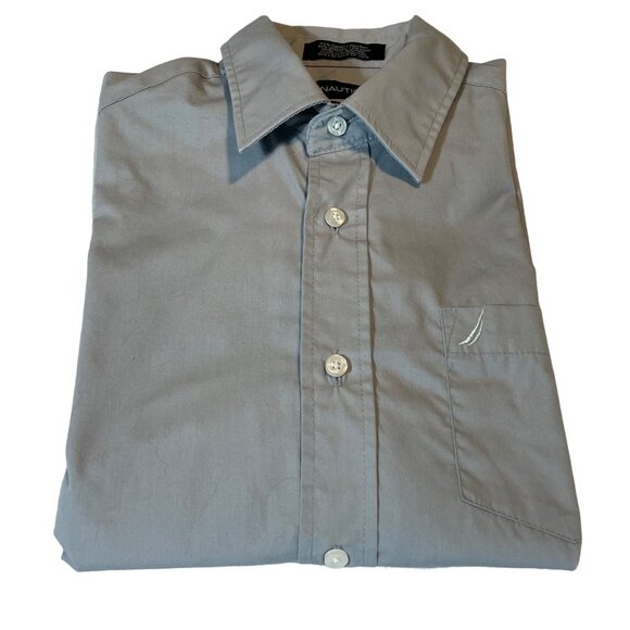 Nautica Boys' Size 12 Gray Poplin Button-Down Shirt - Picture 7 of 8